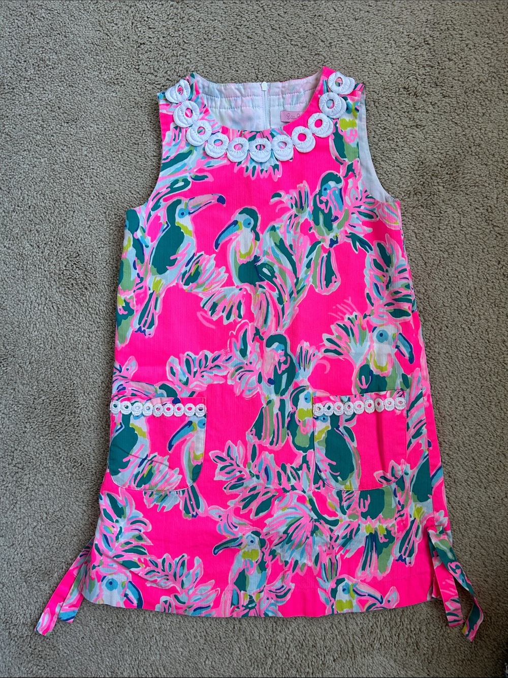 Lilly Pulitzer Dragonfruit Toucan Shift Dress, EUC, 8